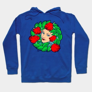 Wreath of Roses and Blue Eyes Hoodie